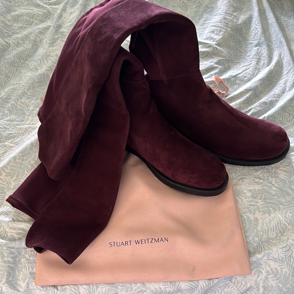 Stuart Weitzman 50/50 Burgundy Suede Boots
